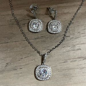 Earrings necklace moissanite set diamond like